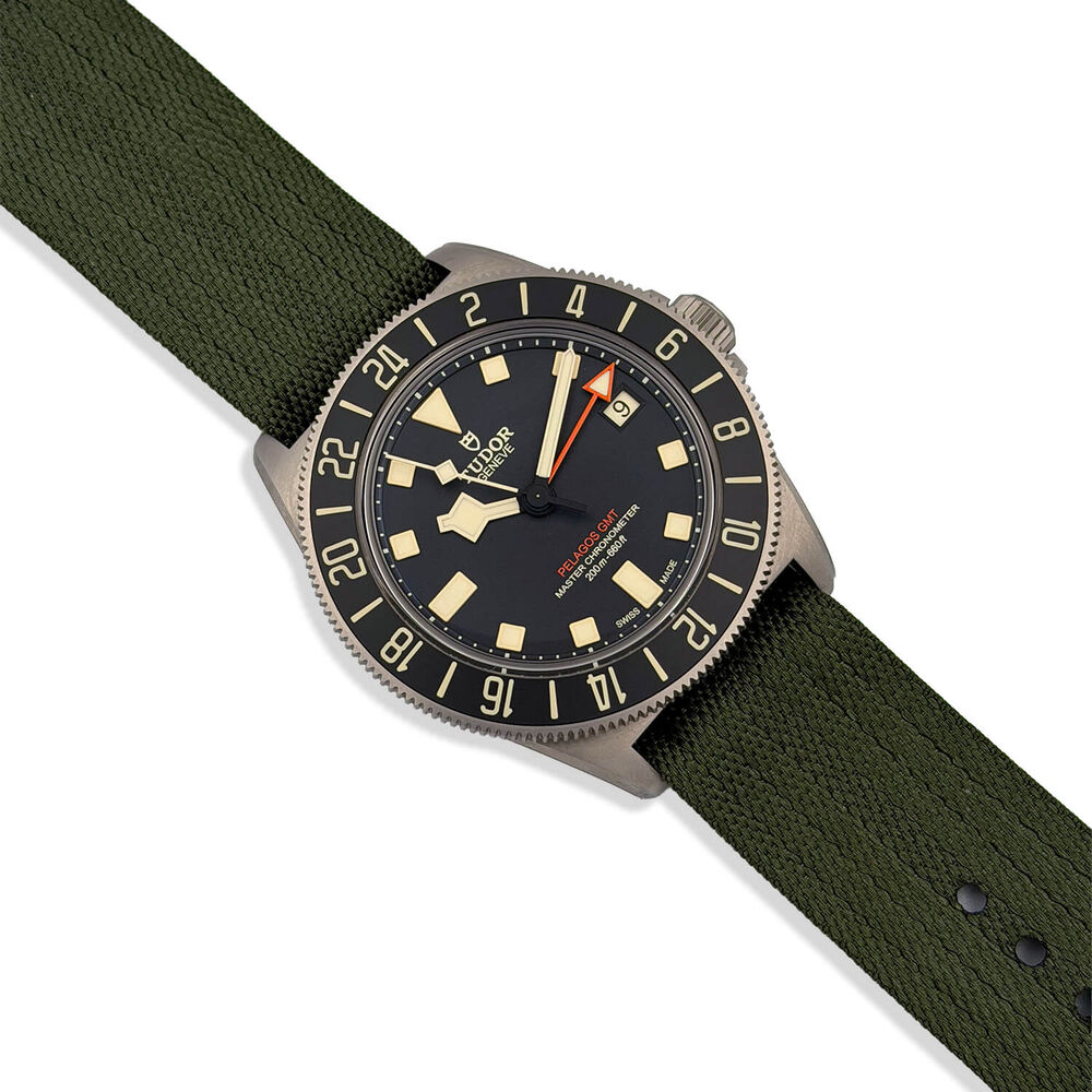 Pre-Owned TUDOR Pelagos FXD GMT 42mm Matte Black Dial Green Fabric Strap Watch image number 1