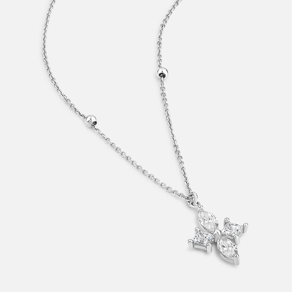 9ct White Gold Marquise & Princess Cubic Zirconia Pendant