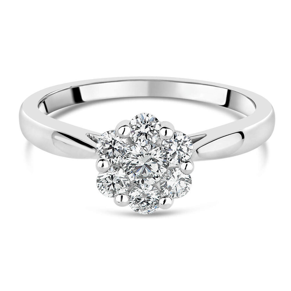Platinum 0.50ct Diamond Flower Cluster Ring image number 4