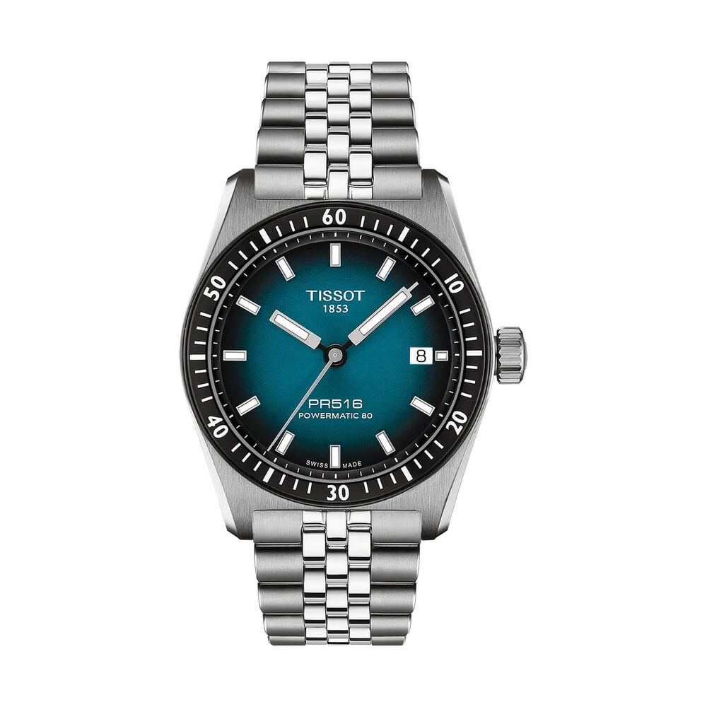 Tissot PR516 Powermatic 80 38mm Blue Dial Steel Bracelet Watch