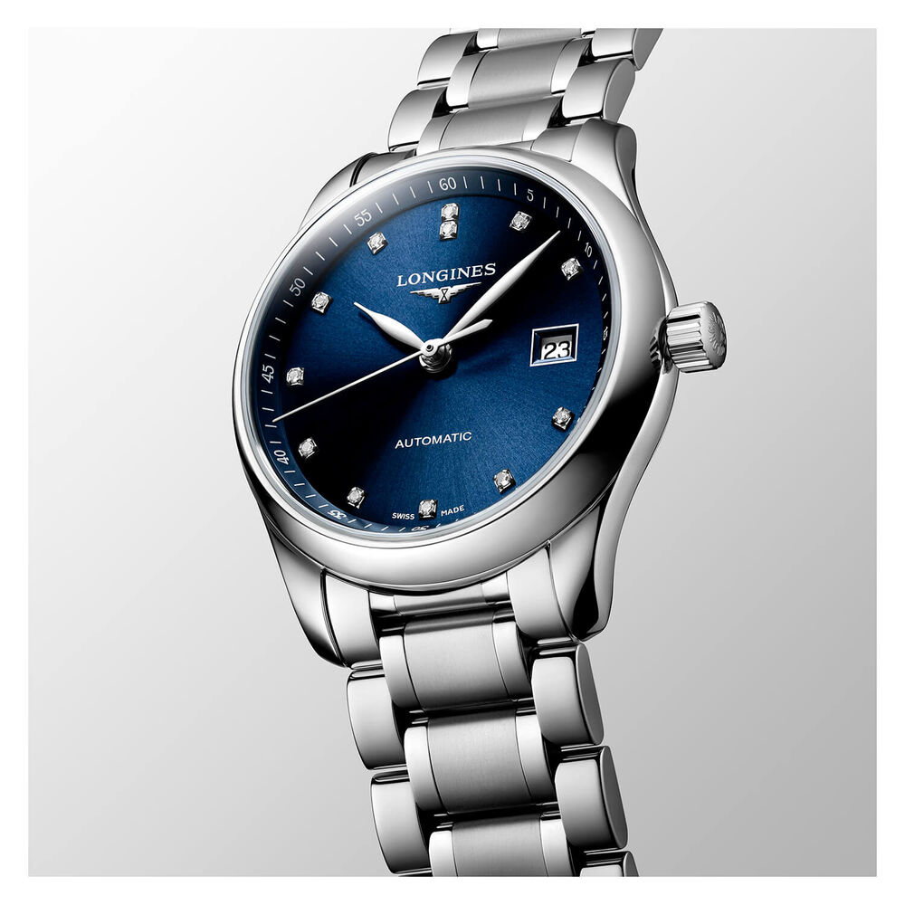 Longines Watchmaking Tradition Master Collection Blue Dial Steel Bracelet Watch image number 3
