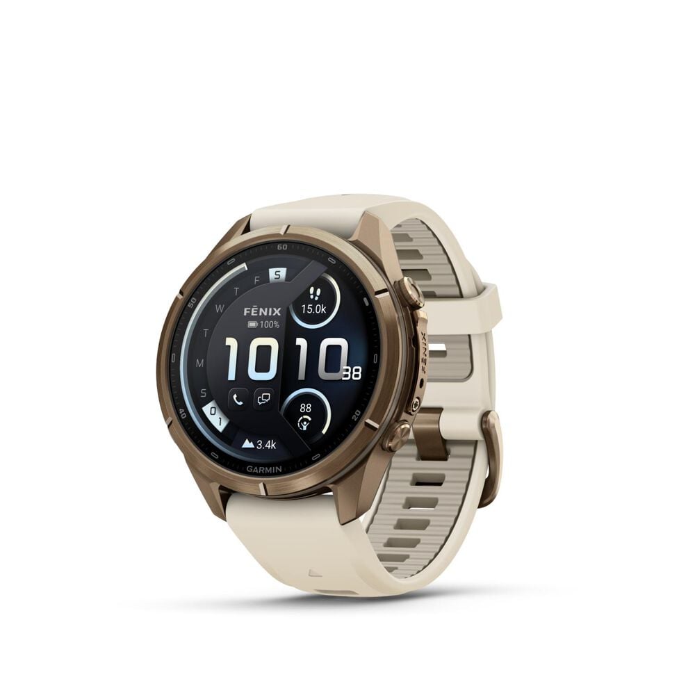 Garmin fenix 9 Pro 43mm Autumn Gold Titanium Cream/French Grey Silicone Strap Watch