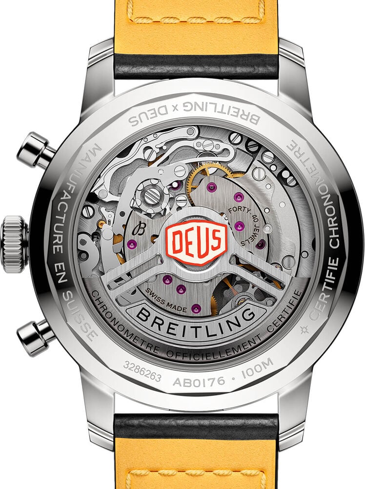 Breitling Top Time B01 Deus 41mm Black & White Chrono Dial Black Strap Watch
