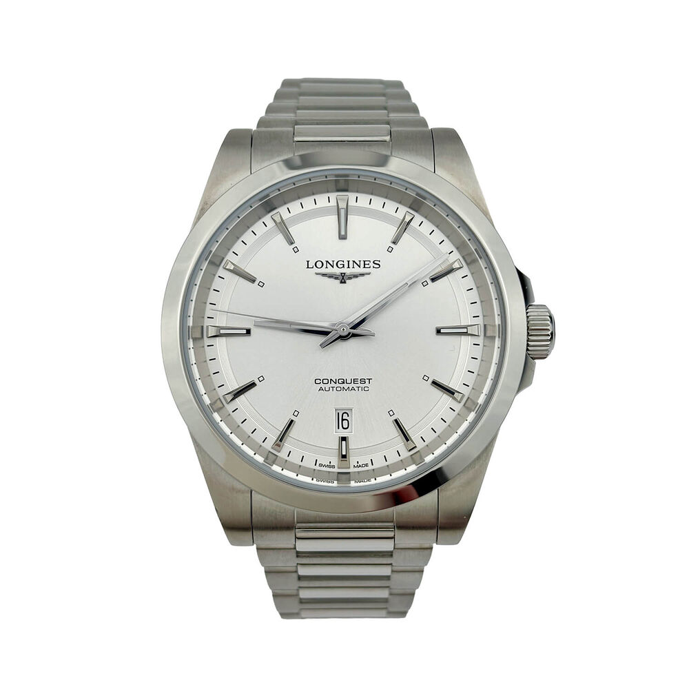 Pre-Owned Longines Conquest 2023 41mm Sunray Silver Dial Steel Case & Bracelet Watch