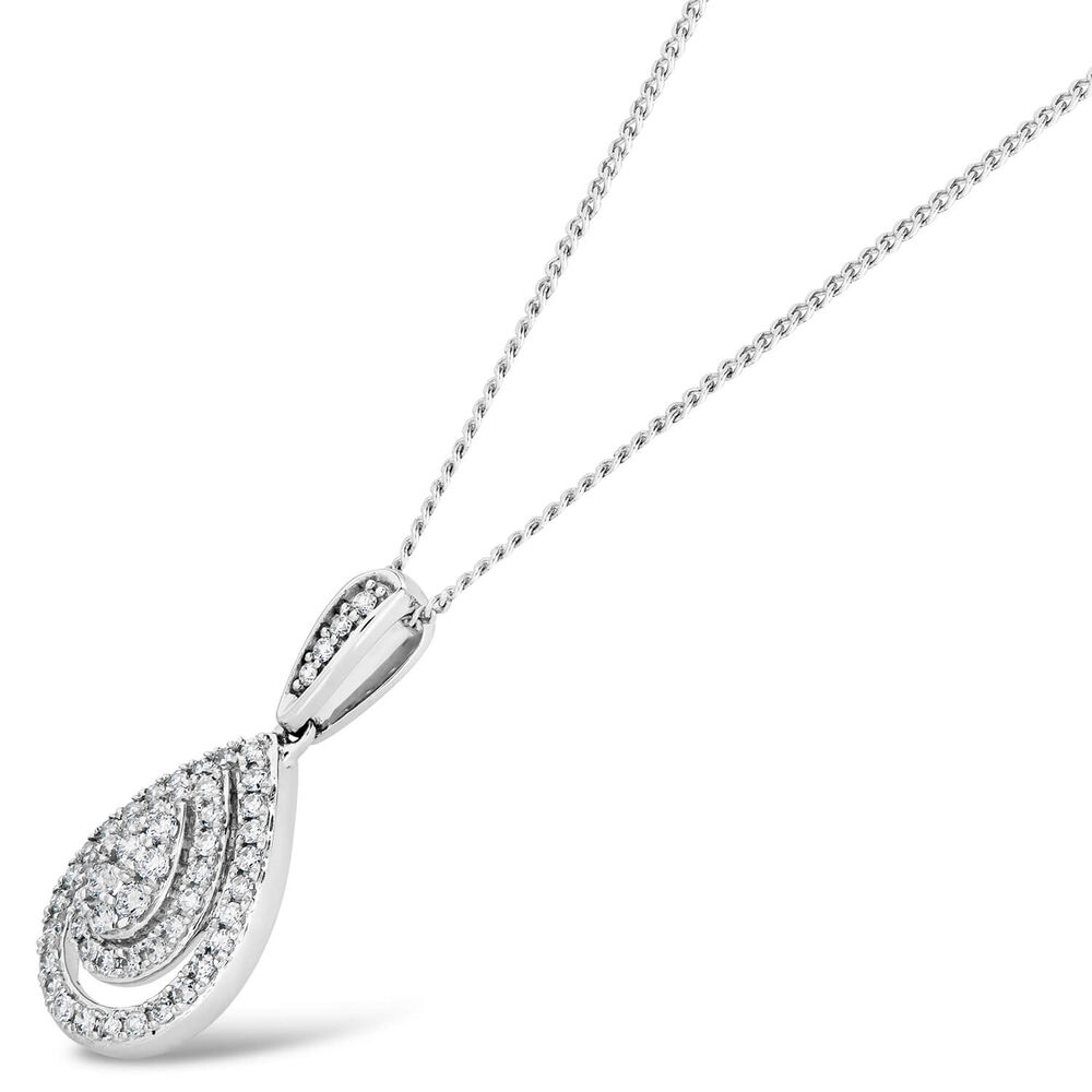9ct White Gold 0.25ct Diamond Pear Halo Pendant image number 1