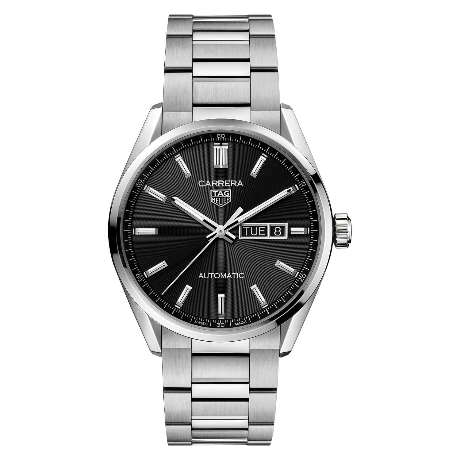 TAG Heuer Carrera Day Date 41mm Black Dial Stainless Steel Bracelet Watch
