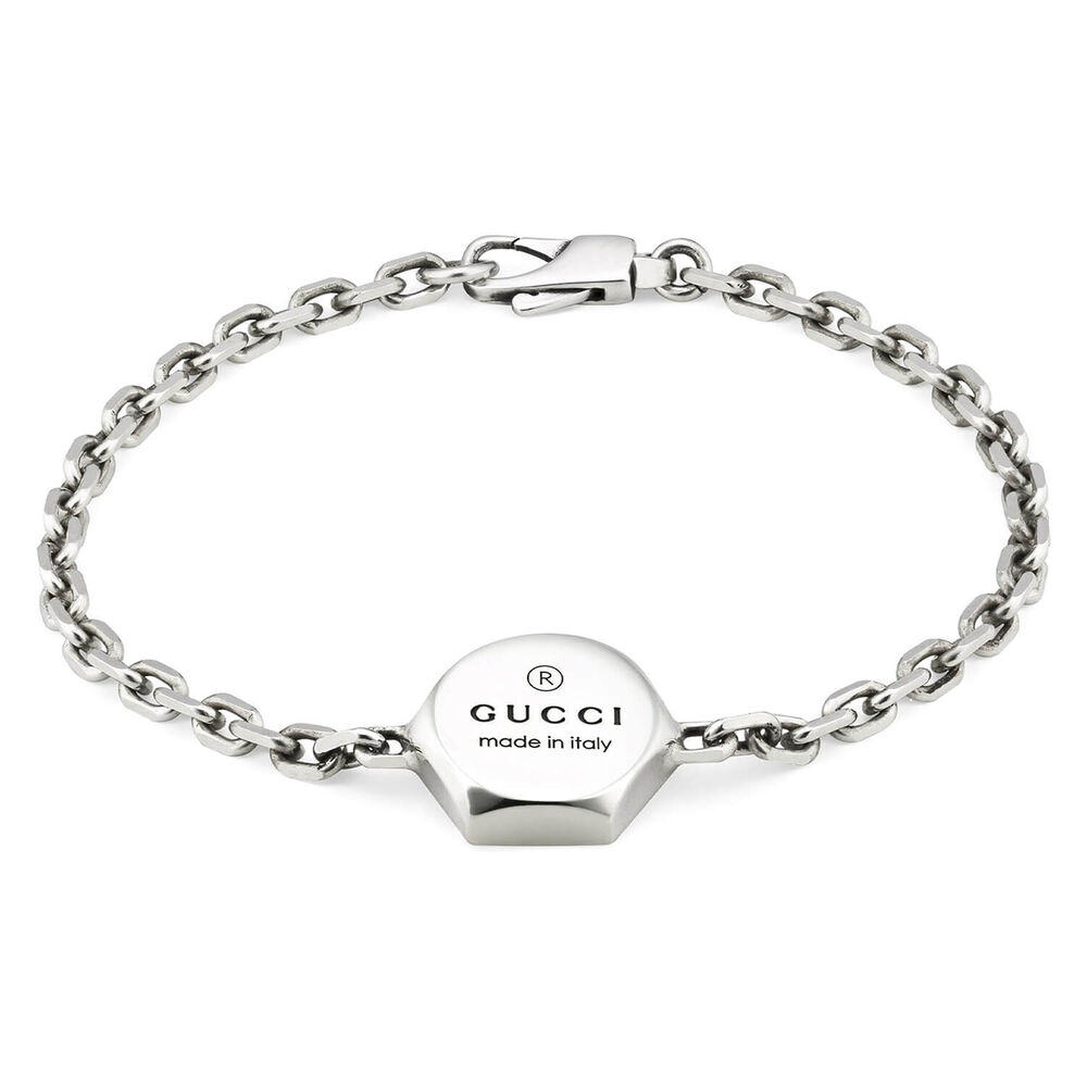 Gucci Trademark Sterling Silver Disc Bracelet