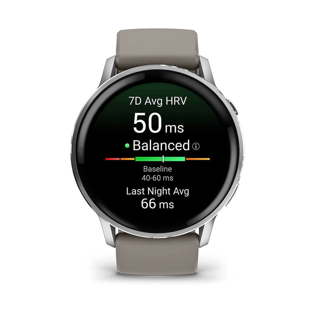 Garmin Venu 4 45mm Silver Bezel Silver Grey Silicone Strap Watch image number 1