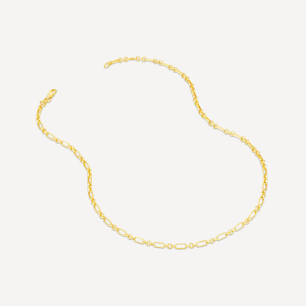 9ct Yellow Gold Diamond Cut Figaro Belcher 18 inch Chain Necklet image number 2
