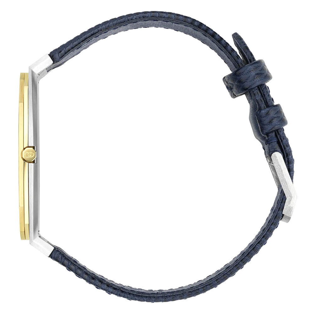 Gucci 25H Champagne Dial Yellow Gold Bezel Blue Strap Watch image number 2