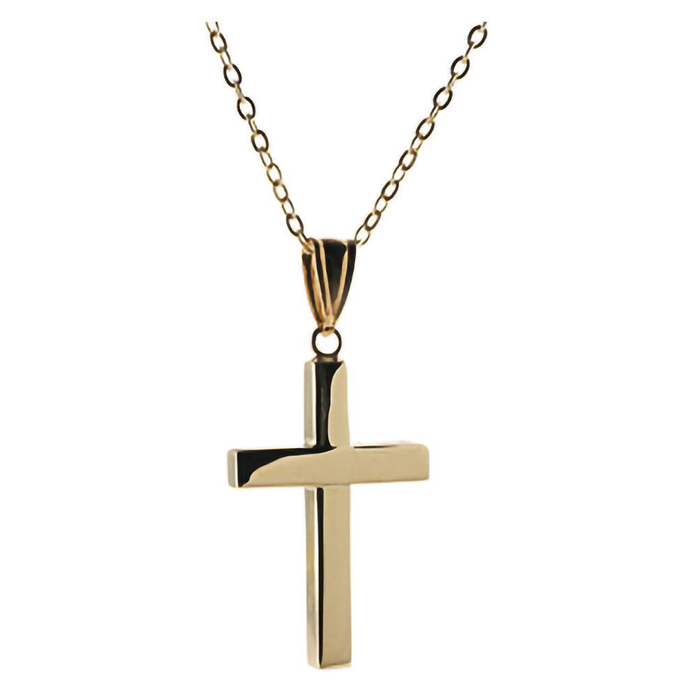 9ct gold plain cross (Chain Included) image number 0