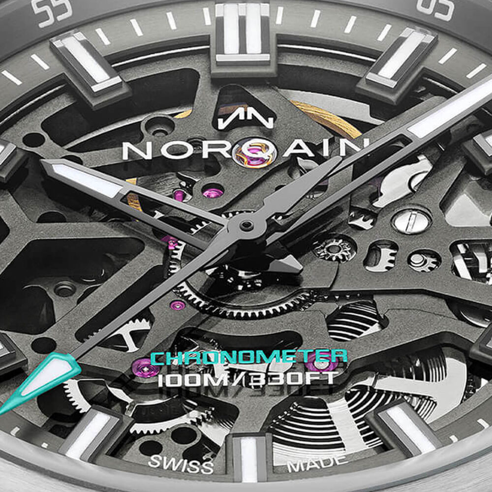 NORQAIN Independence Skeleton 40mm Dial Black Rubber Strap Watch image number 3
