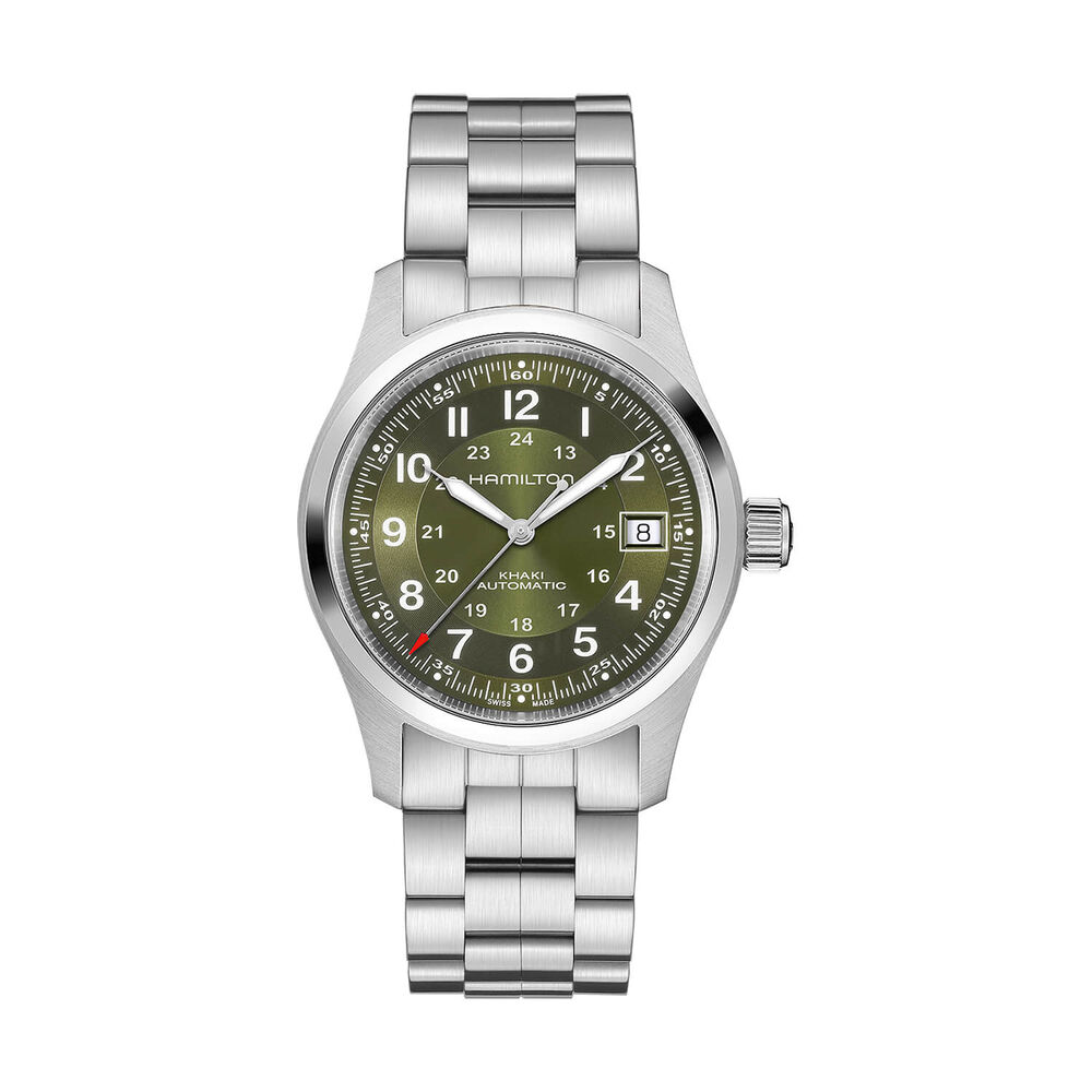 Hamilton Khaki Field 38mm Green Dial Stainless Steel Bracelet Watch image number 0