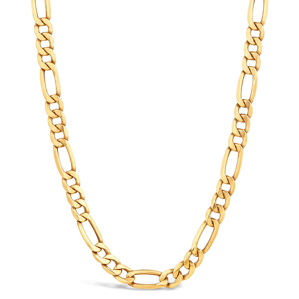 9ct Yellow Gold 20' Figaro Hollow Chain Necklace image number 0