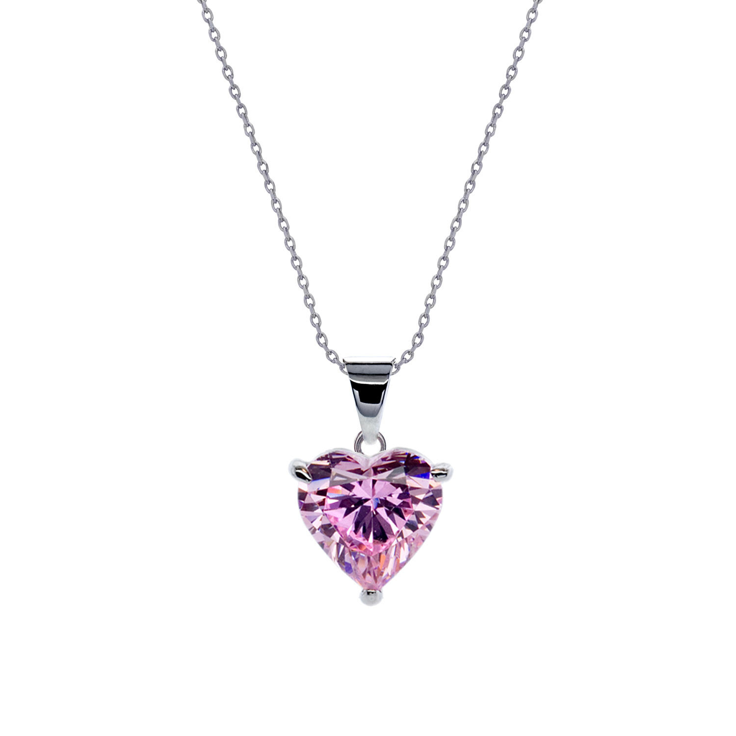 Pink heart gold necklace sale