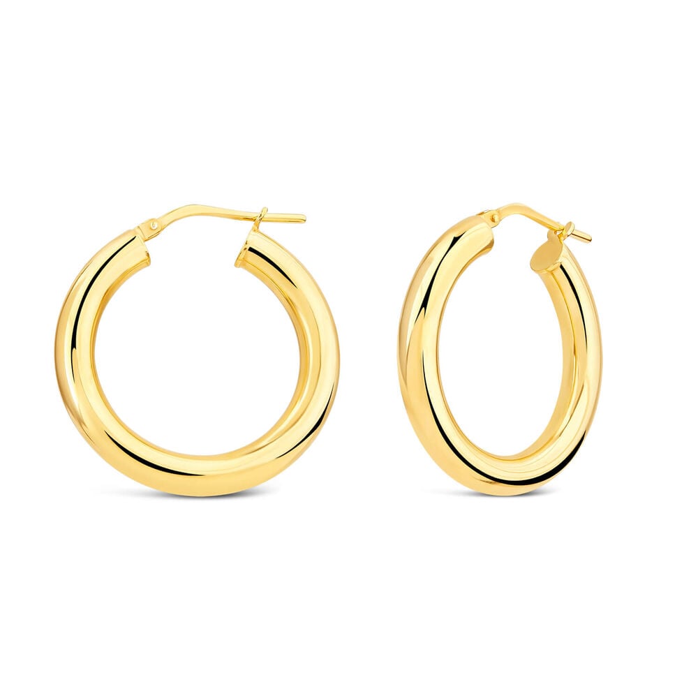 Yellow Gold Plated Sterling Silver 20mm Thick Hoop Earrings image number 0