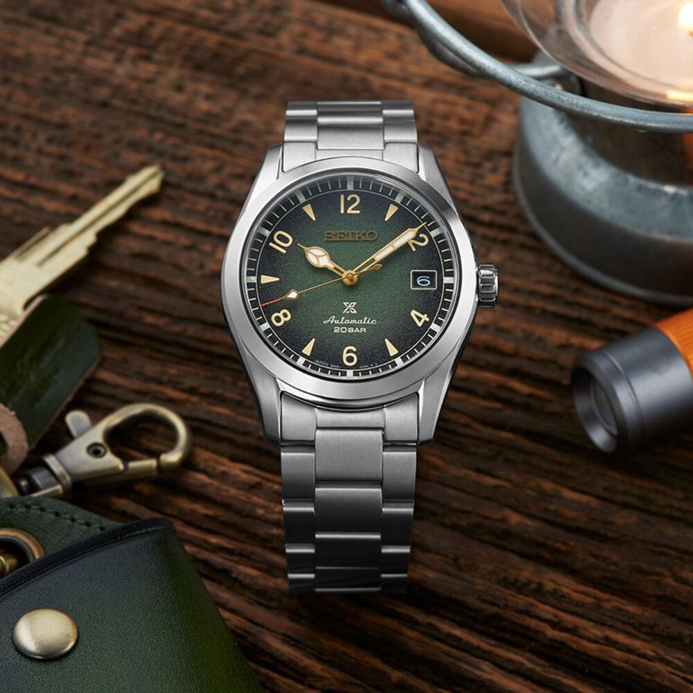 Seiko Prospex Alpinist 38mm Green Dial Steel Bracelet Watch image number 5