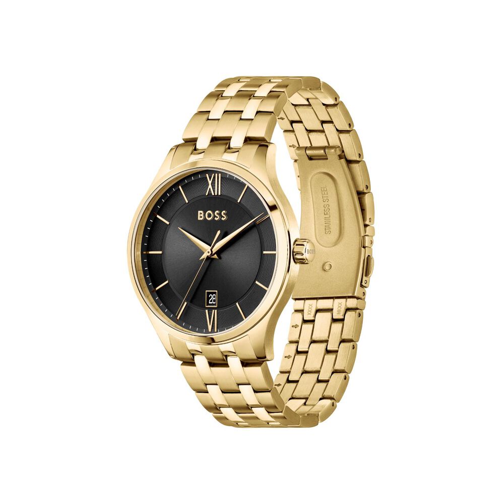 BOSS Elite 41MM Black Dial Yellow Gold IP Case Bracelet Watch image number 1