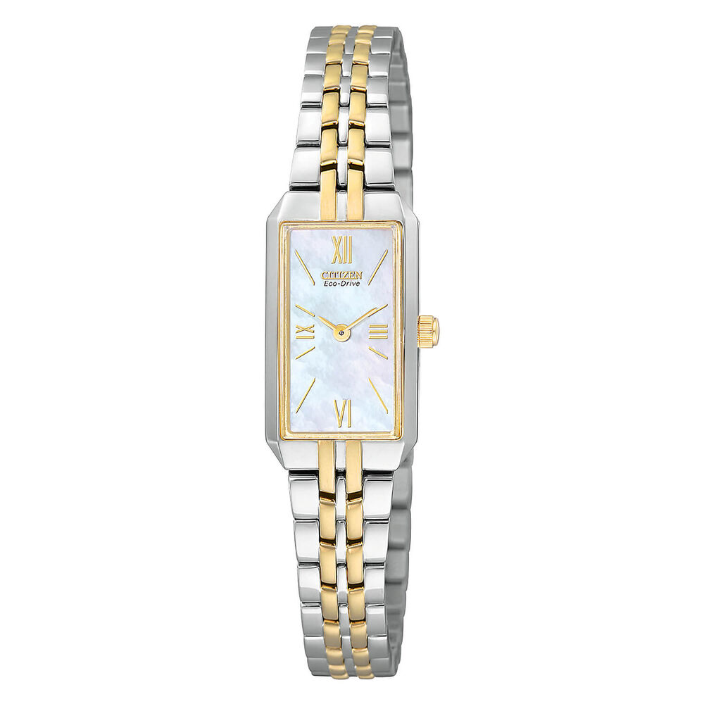 Citizen Eco-Drive ladies' mother of pearl dial two-tone bracelet watch image number 0