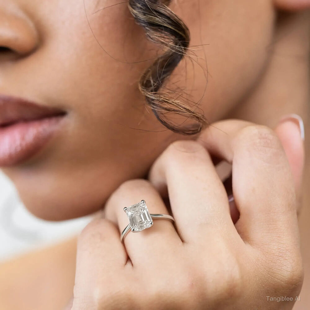 Born Platinum 2.50ct Lab Grown Emerald Cut Solitaire Diamond Ring