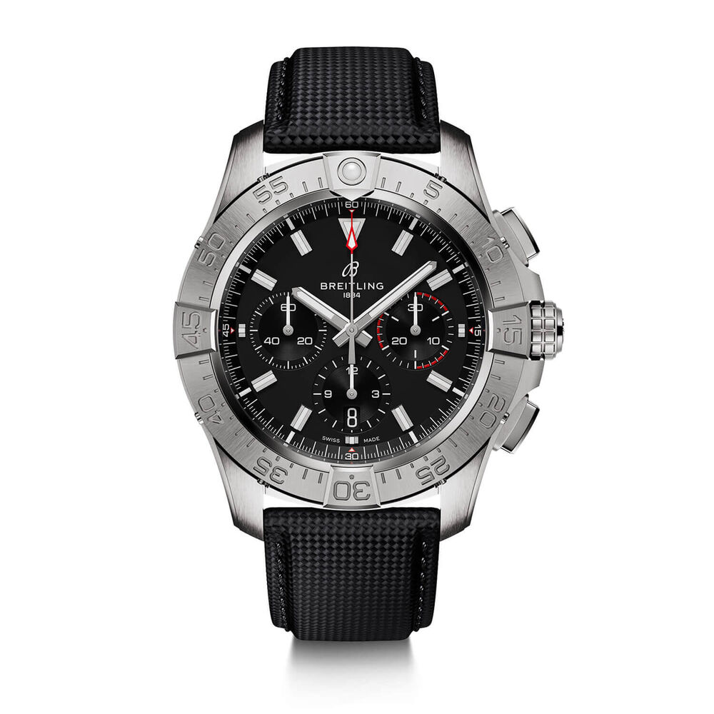 Breitling Avenger B01 Chronograph 44mm Black Dial & Black Leather Strap Watch