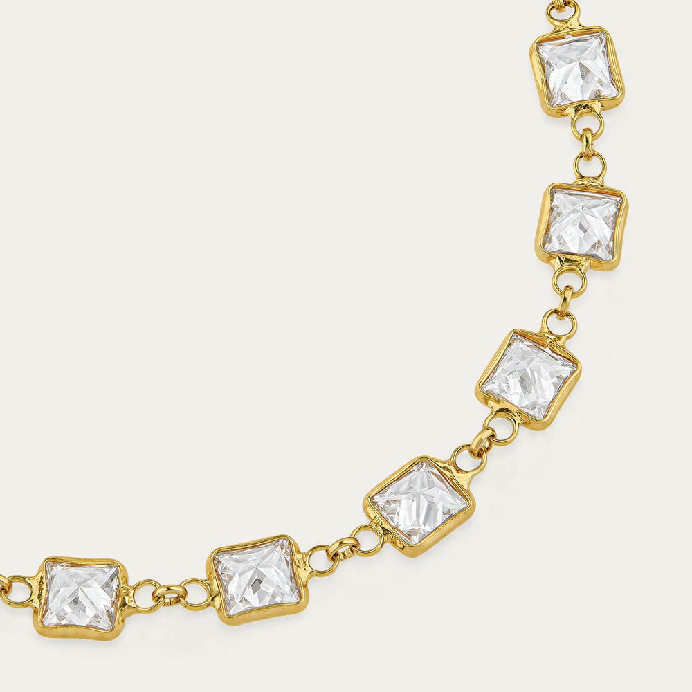 Yellow Gold Plated Sterling Silver Rectangular Cubic Zirconia Series Bracelet