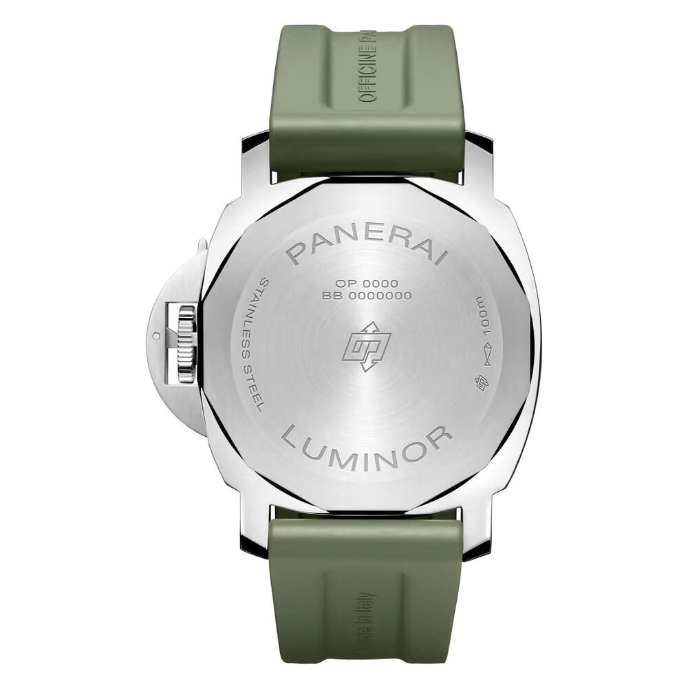 Panerai Luminor Base Logo 44mm White Dial Green Rubber Strap Watch image number 1