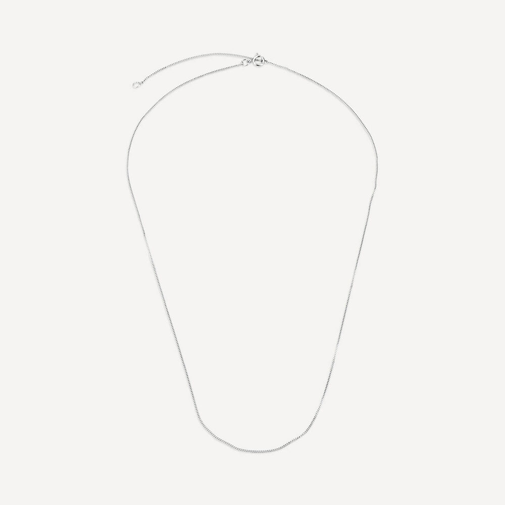 9ct White Gold 16-18 inch Flat Curbed Chain Necklet image number 2