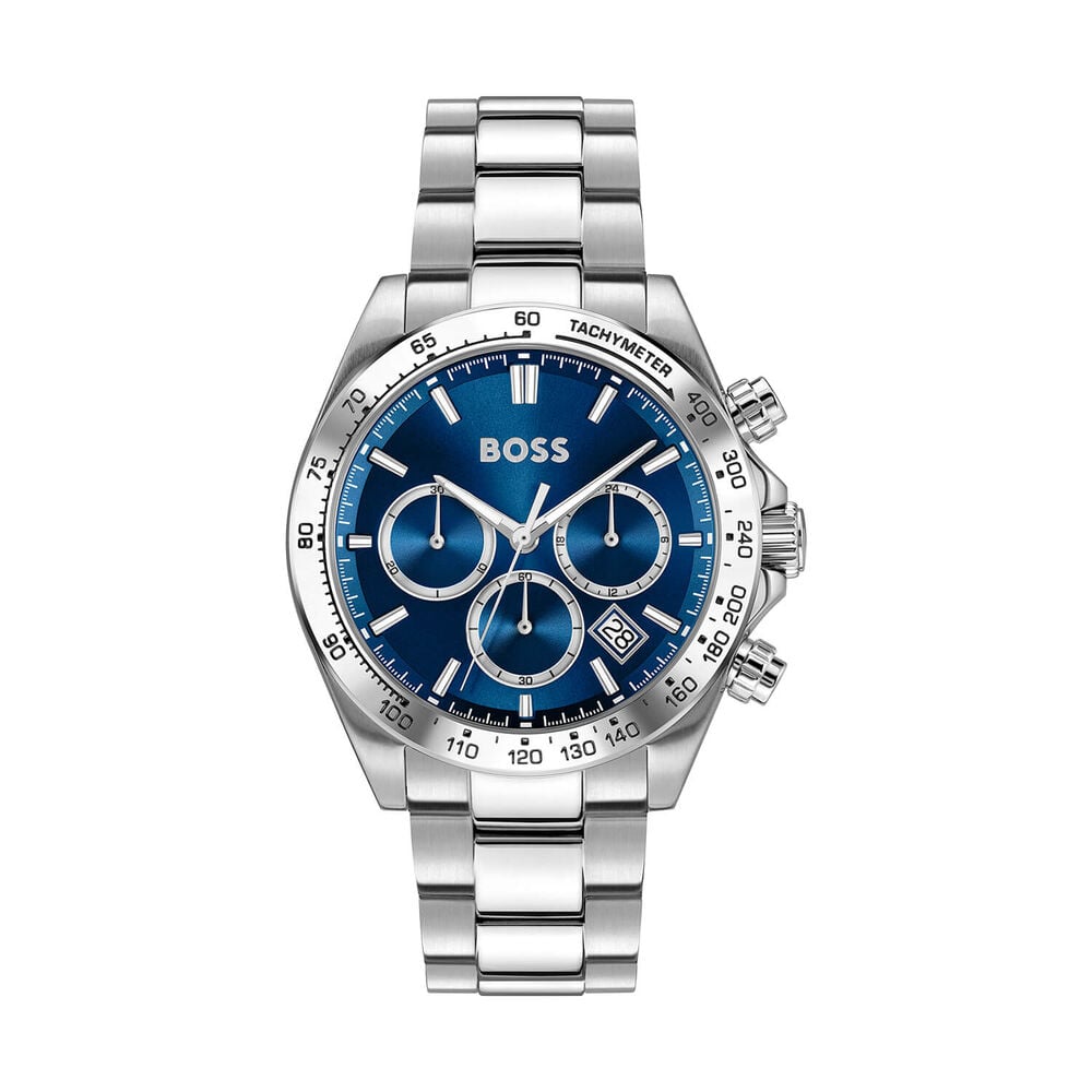 BOSS Hero 2.0 44mm Blue Dial Stainless Steel Bracelet Chronograph Watch image number 0