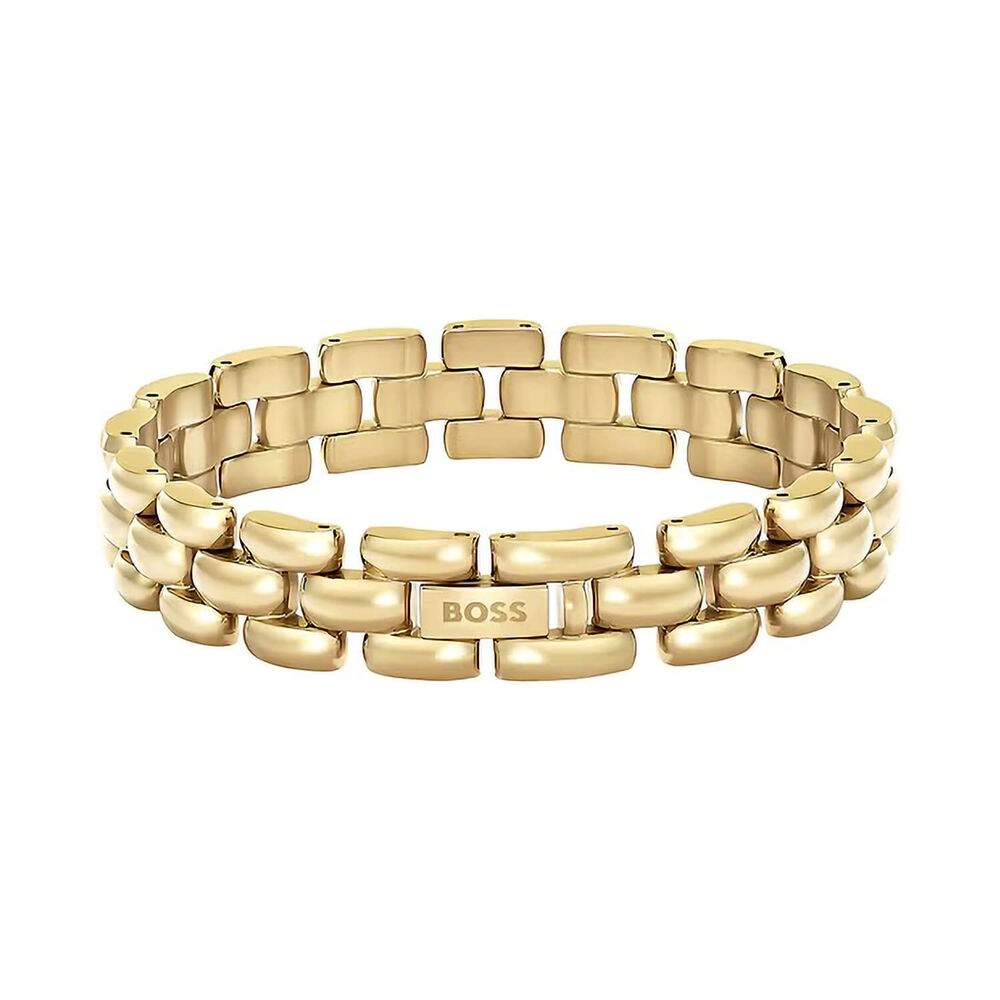 BOSS Violet Gold Tone Ion Plated Stainless Steel Bracelet