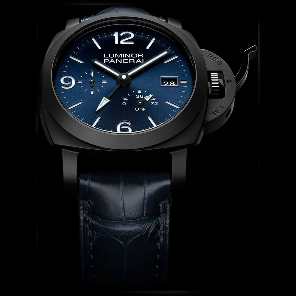 Panerai Luminor GMT Power Reserve Ceramica 44mm Blue Dial Leather Strap Watch image number 2