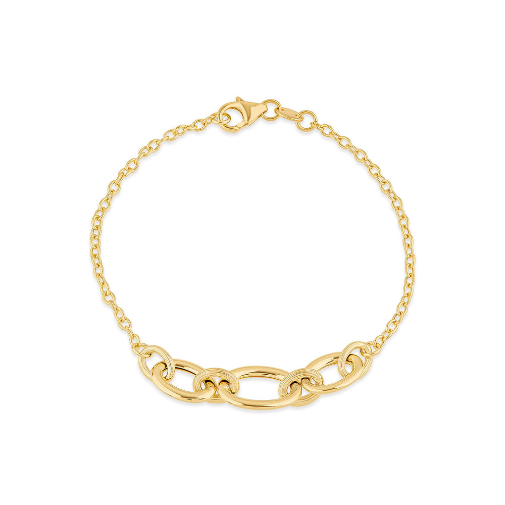 9ct Yellow Gold Curb Link Centre Bracelet image number 0