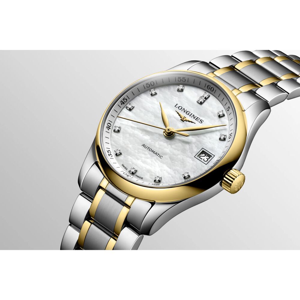 Longines Master Collection Collection 34mm MOP Dial Steel & 18ct Yellow Gold Bracelet Watch image number 2
