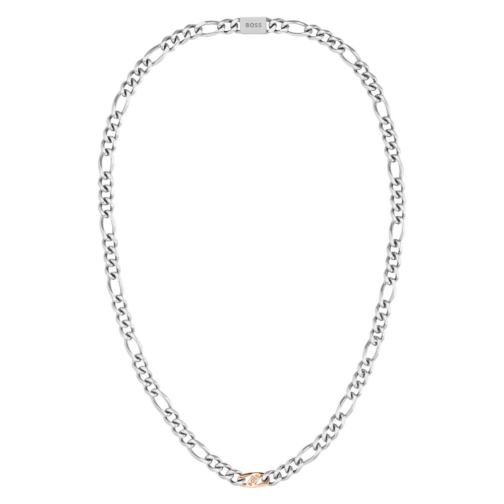 BOSS Rian Two Tone Branded Link Necklace