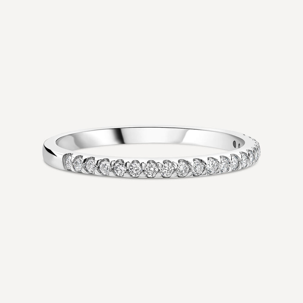Born Platinum 0.15ct Lab Grown Diamond Triangle Claw Set Half Eternity Wedding Ring image number 2