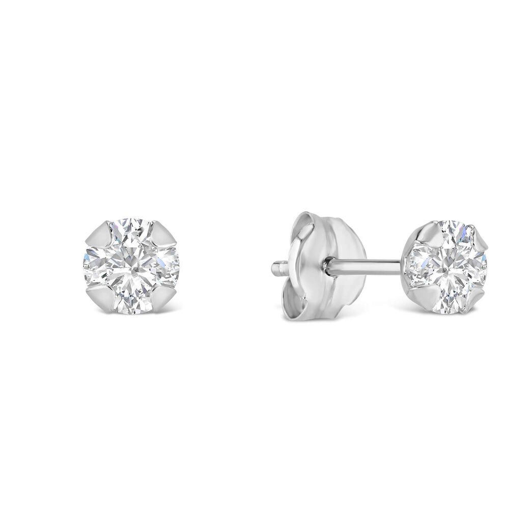 9ct White Gold 4mm 4 Claw Cubic Zirconia Stud Earrings