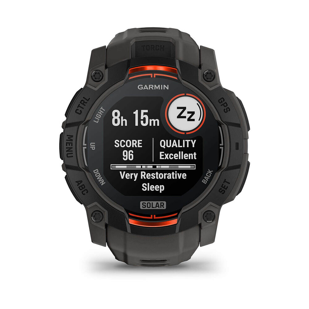 Garmin Instinct 3 Solar 50mm Black Bezel Charcoal Silicon Strap Watch image number 4