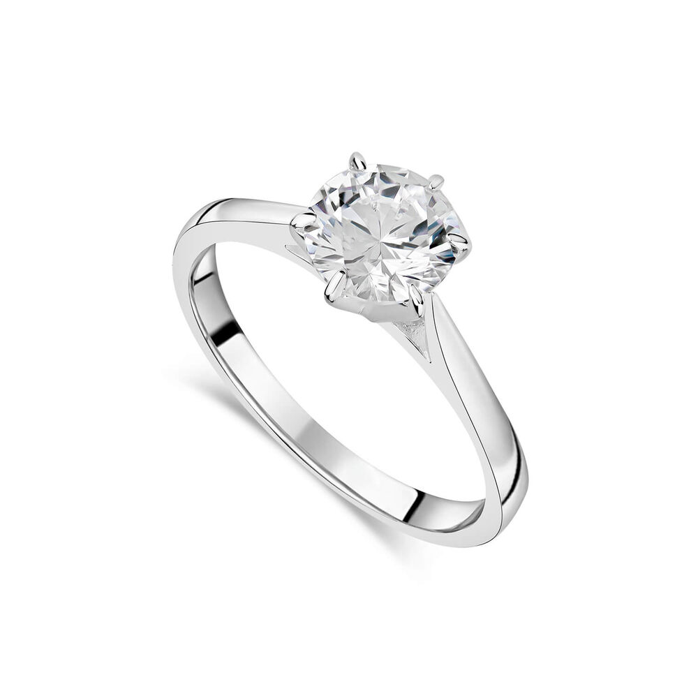 Sterling Silver 6 Claw Cubic Zirconia Solitaire Ring image number 0