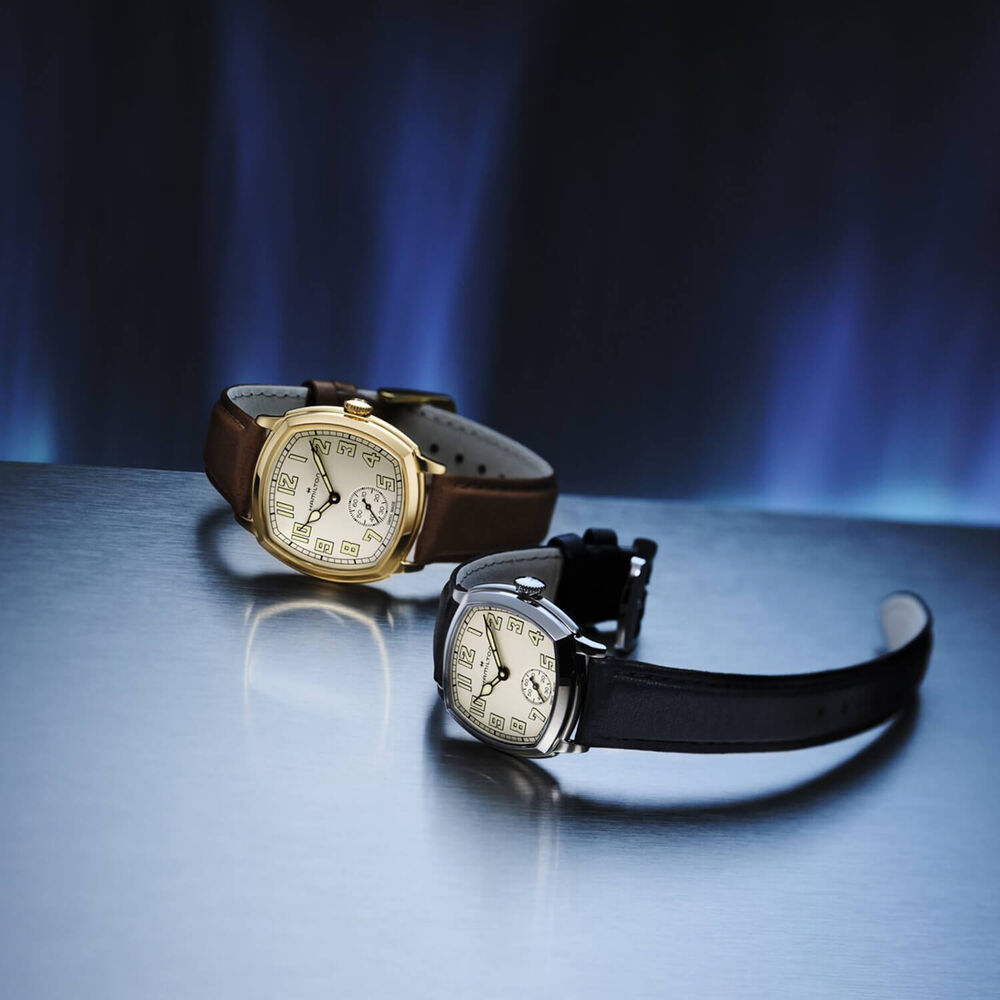 Hamilton American Classic 30mm Beige Dial Black Leather Strap Watch