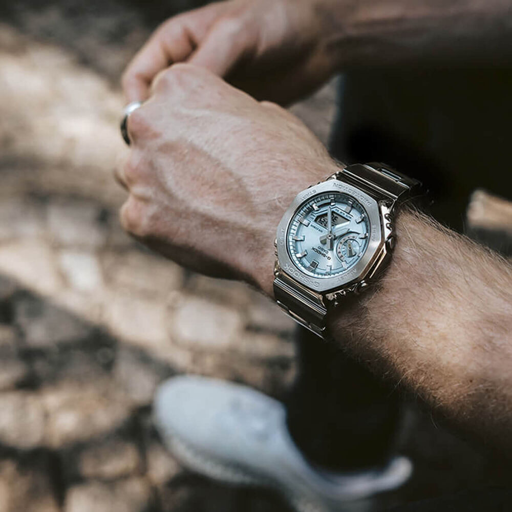 G-SHOCK G-STEEL 49.3mm Ice Blue Dial Stainless Steel Bracelet Watch image number 4