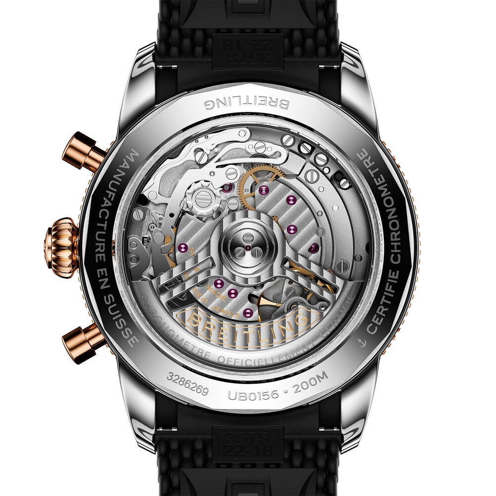 Breitling Superocean Heritage B01 Chronograph 42mm Black Dial 18k Red Gold Details Strap Watch