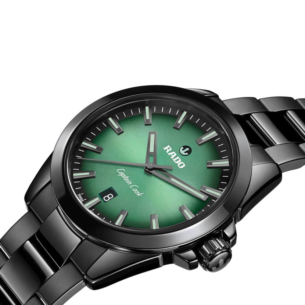 Rado Captain Cook Discover 40.7mm Green Dial Black Ceramic Bracelet Watch