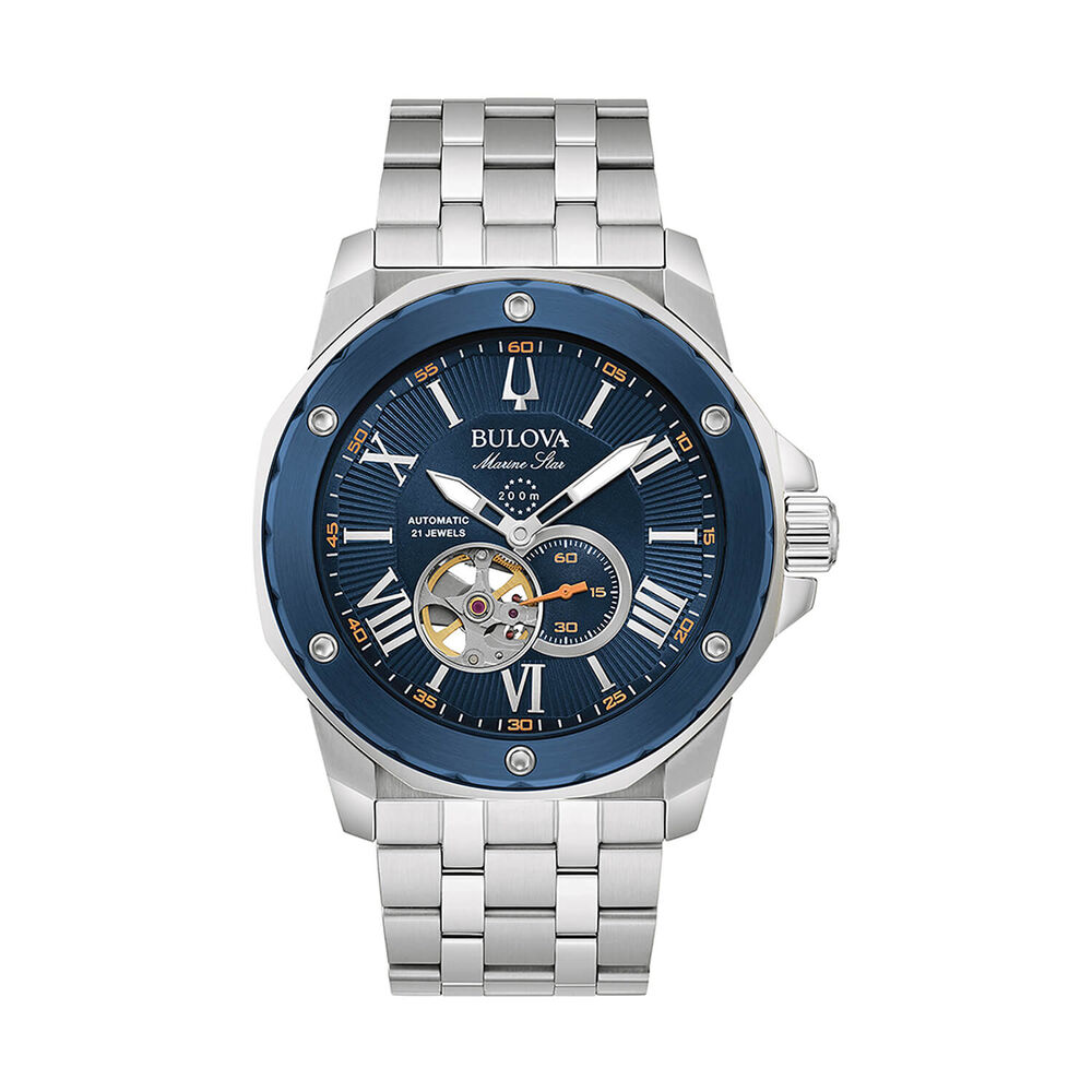 Bulova Marine Star Series A Automatic 45mm Blue Dial Steel Bracelet Watch image number 0