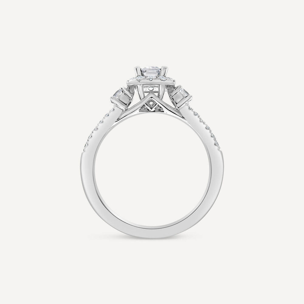 Orchid Setting 18ct White Gold 0.75ct Emerald Cut Halo Sides Diamond Shoulders Engagement Ring image number 3