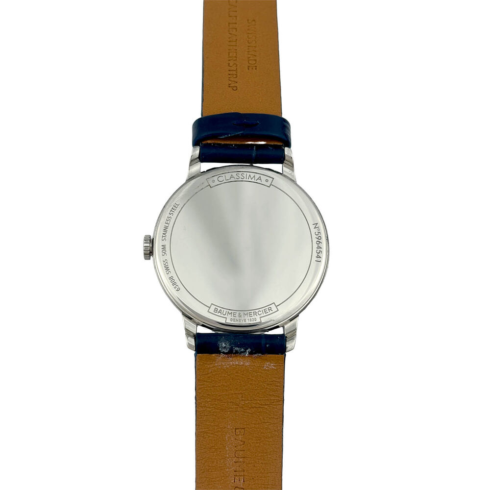 Pre-Owned Baume & Mercier Classima 31mm White Dial Blue Leather Strap Watch image number 2