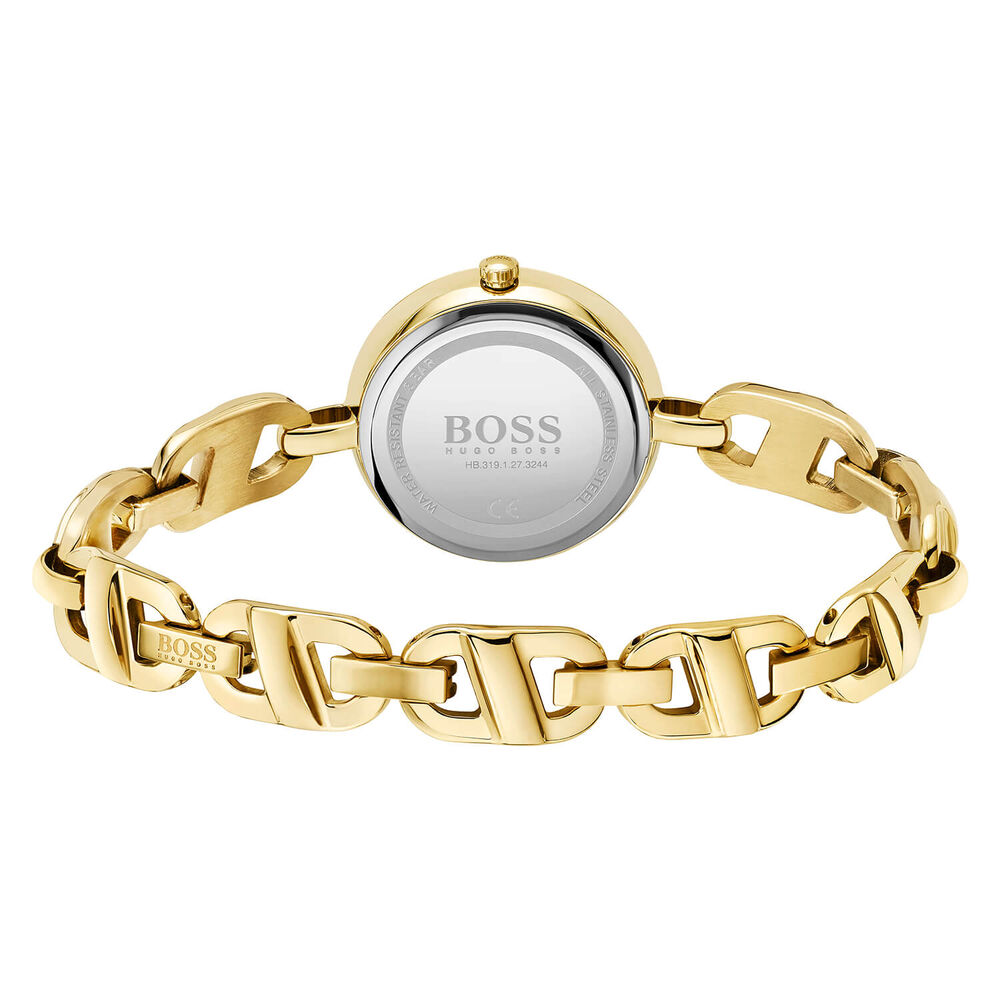 Hugo Boss Chain 28mm Sunray Dial Yellow Gold PVD Case Bracelet Watch image number 1