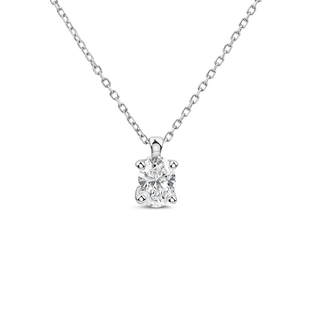 Born 9ct White Gold 0.50ct Lab Grown Oval Diamond Pendant image number 0