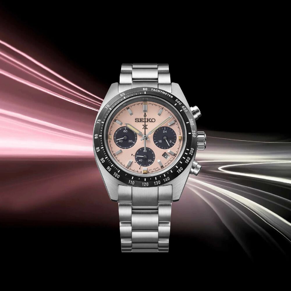 Seiko Prospex Speedtimer &lsquo;Youngtimer&rsquo; Pale Pink 39mm Steel Bracelet Watch