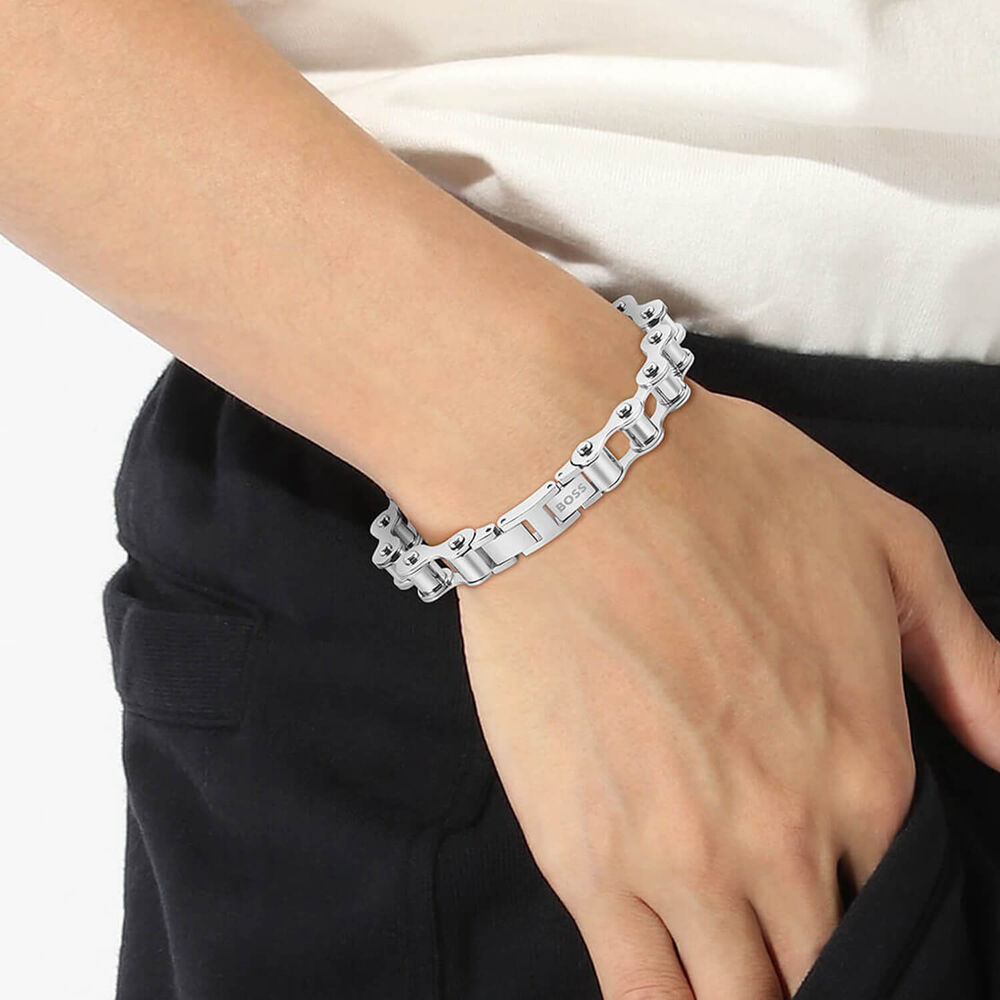 BOSS Cycle Stainless Steel Chain Bracelet image number 2