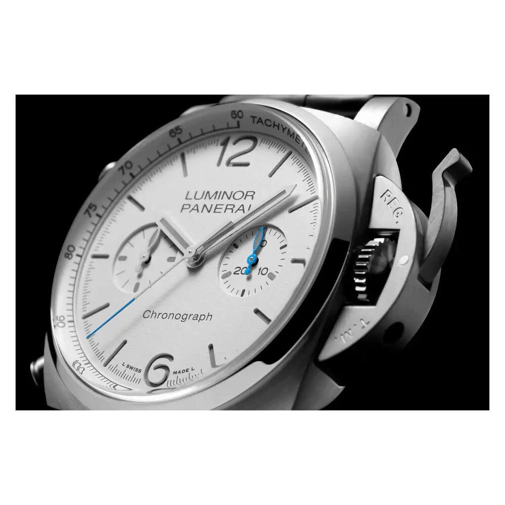 Panerai Luminor 44mm Chrono White Dial Black Strap Watch image number 6